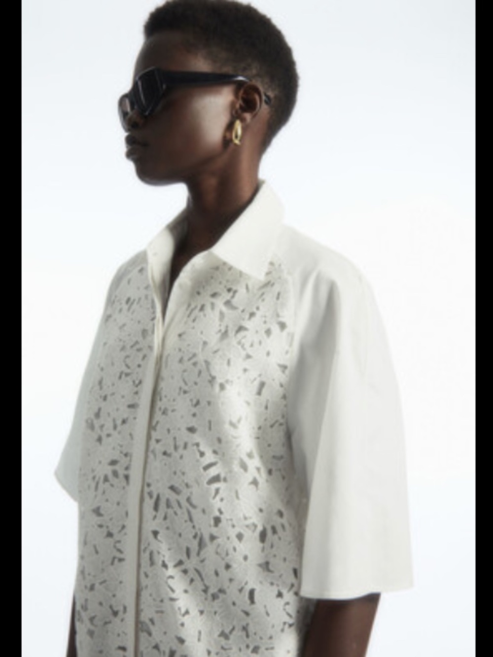 COS Broderie Anglaise White Shirt Dress (Size 8)